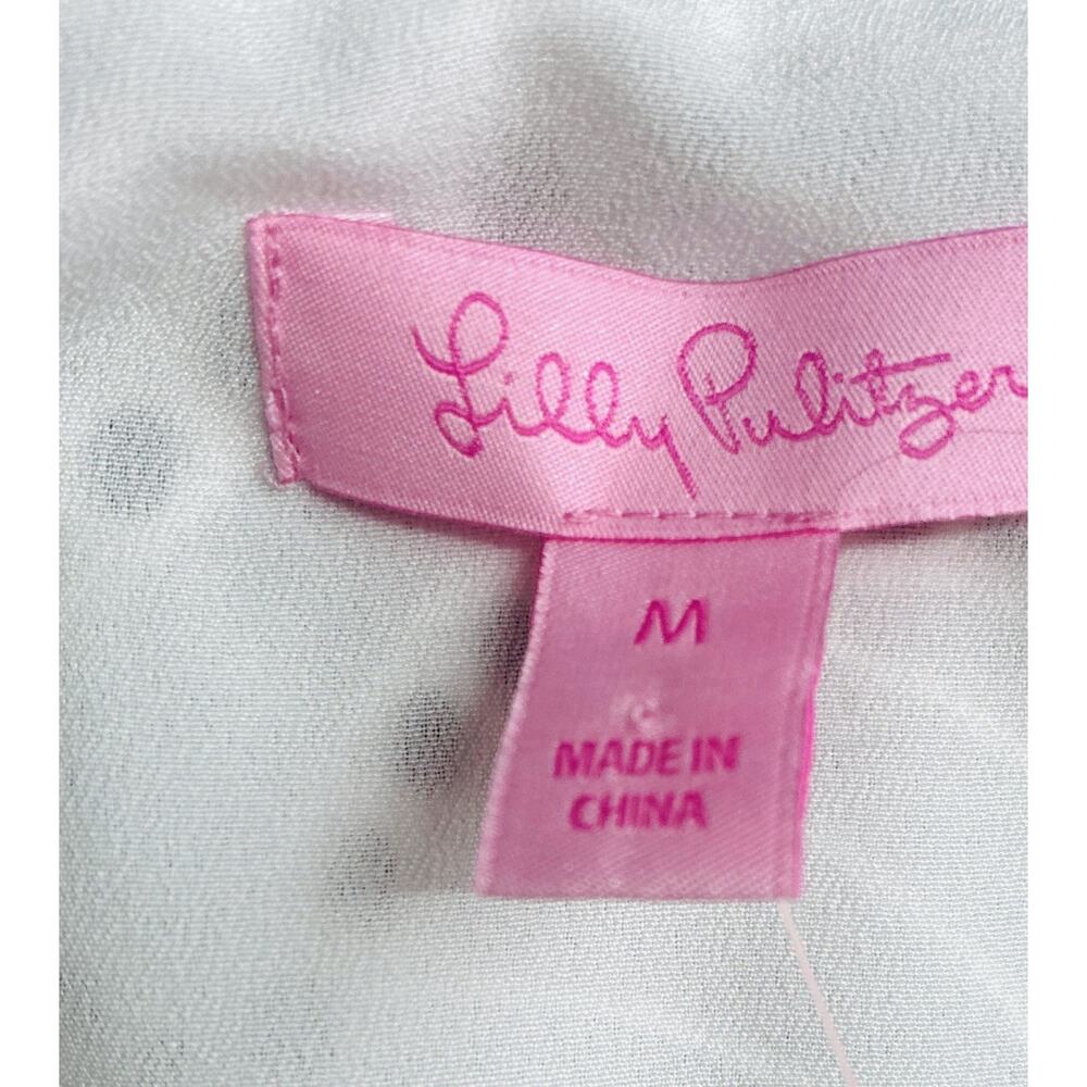 NWT Lily Pulitzer Sz M White Astara Leaf Eyelet Lace V Neck Ruffle Slvls Sheath - Picture 5 of 8